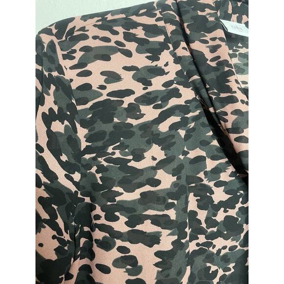 Cabi Pink Black Camo Neck Tie Long Sleeve Sheer Blouse Size Medium - Picture 10 of 10